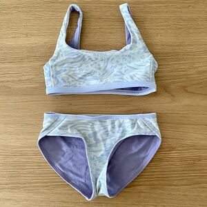 Reversible Athleta Girl Bikini 7 Periwinkle Animal Print